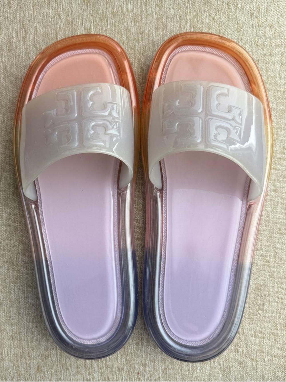 Tory Burch Bubble Jelly Slide Sandals in Spring Lavender/Multi Colorway